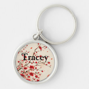Chaveiro Pintura oriental do estilo, flor da ameixa no