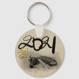 Chaveiro Pintura Original Búfalo Ox Ano Novo RK