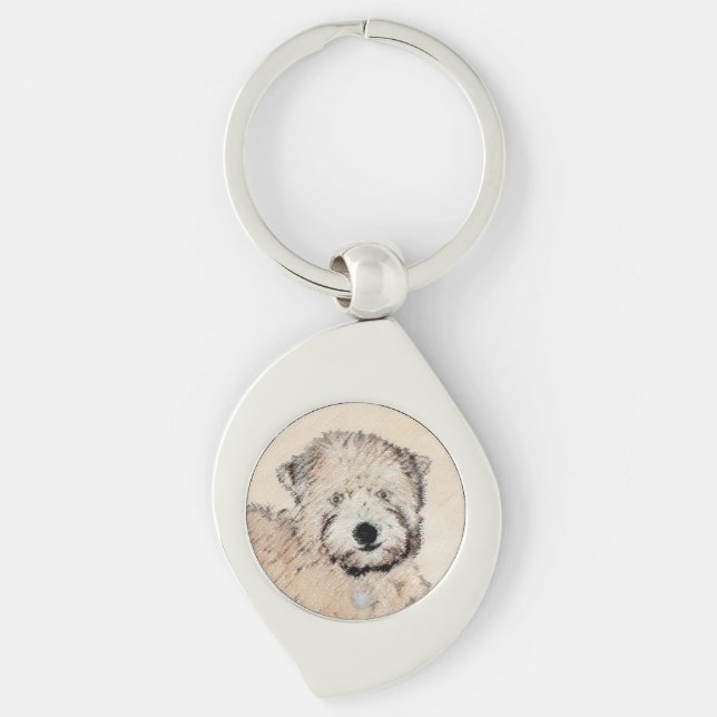 Chaveiro Pintura Original de Terrier Wheaten de Capa Macia (Frente)