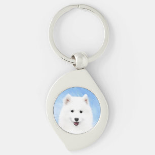 Chaveiro Pintura Samoyed Puppy - Arte Cachorra Original