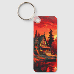 Chaveiro Pintura solar com algodão e lago-66633