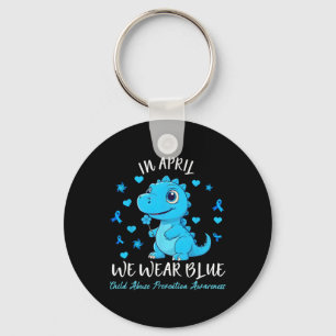 Chaveiro PinWheel Dino Em Abril Vestimos Abuso Azul Por Cri