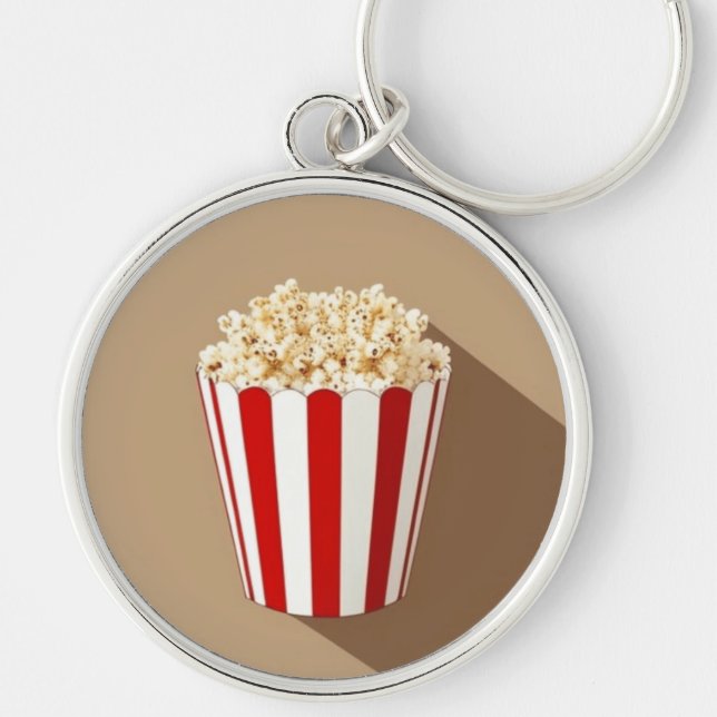 Chaveiro Pipoca num tubo vermelho e branco riscado (Frente)