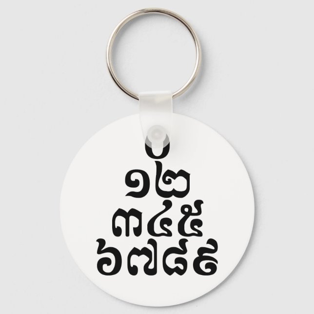 Chaveiro Pirâmide de Números Cambojanos - 0 12 345 6789 Khm (Frente)
