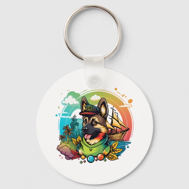 Chaveiro Pirata de Cachorro german shepherd (Frente)