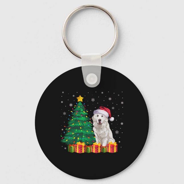 Chaveiro Pirenéus Excelentes Santa Hat Cachorro das Luzes d (Frente)