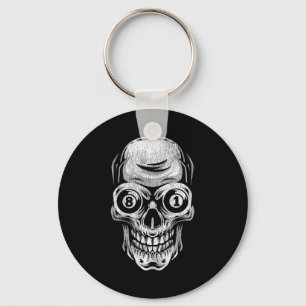 Chaveiro Piscina Billiard Snooker Player Skull 8 E 9