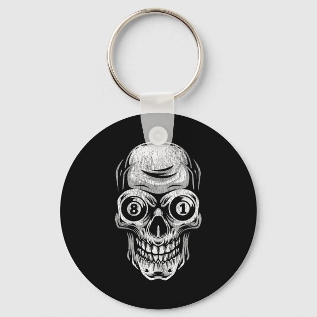Chaveiro Piscina Billiard Snooker Player Skull 8 E 9 (Frente)