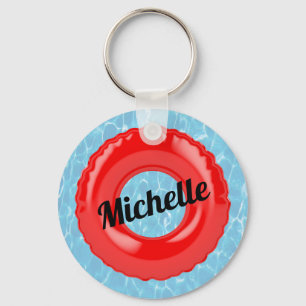 Chaveiro Piscina Nadadora Personalizada Tubo Vermelho