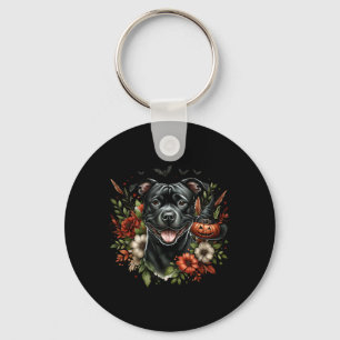 Chaveiro Pitbull Staffy Amstaff preto no Halloween
