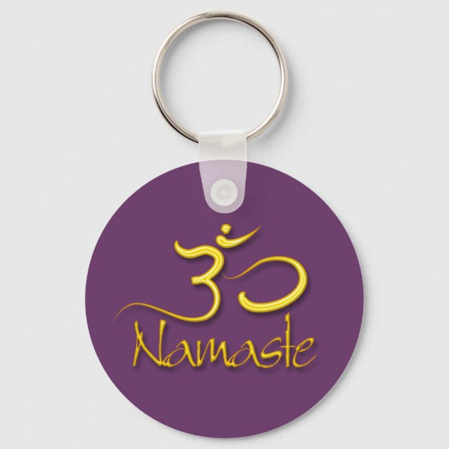 Chaveiro PixDezines namaste+om/cor de fundo diy! (Frente)