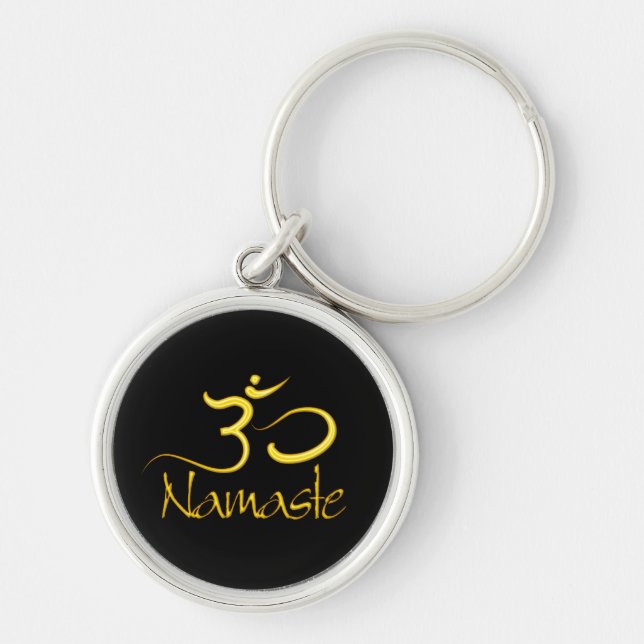 Chaveiro PixDezines namaste+om/cor de fundo diy! (Frente)