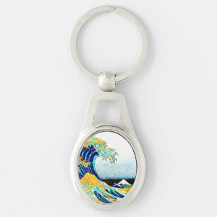 Chaveiro PixDezines Vintage, Grande Onda, Hokusai 葛飾北斎の神奈川沖
