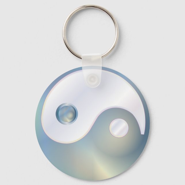 Chaveiro PixDezines yin yang/ branco + ouro falso (Frente)