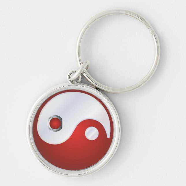 Chaveiro PixDezines yin yang/ branco+vermelho (Frente)