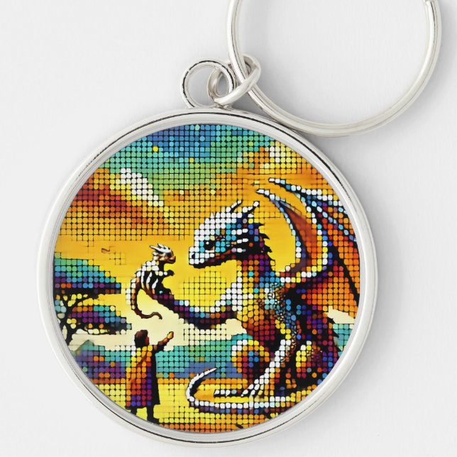 Chaveiro pixelated image of a dragon trainer (Frente)