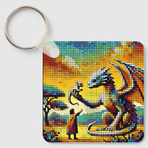 Chaveiro pixelated image of a dragon trainer