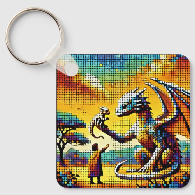 Chaveiro pixelated image of a dragon trainer (Frente)