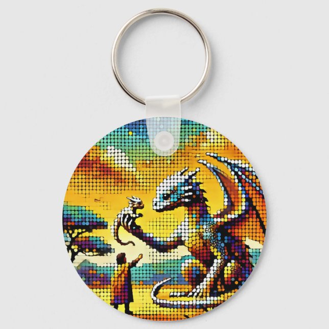 Chaveiro pixelated image of a dragon trainer (Frente)