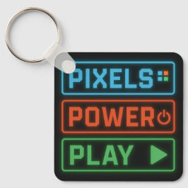 Chaveiro Pixels Power Play Keychain – Retro Gamer Accessory