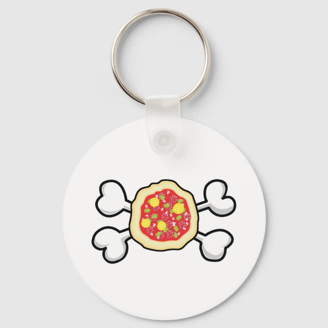 Chaveiro pizza Caveira e Ossos Cruzados (Frente)