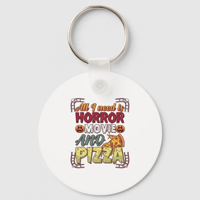 Chaveiro Pizza de Filme de Terror Halloween Abóbora Crânio  (Frente)