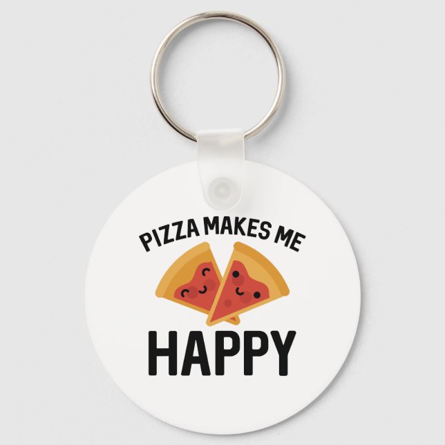 Chaveiro Pizza Me Faz Feliz (Frente)
