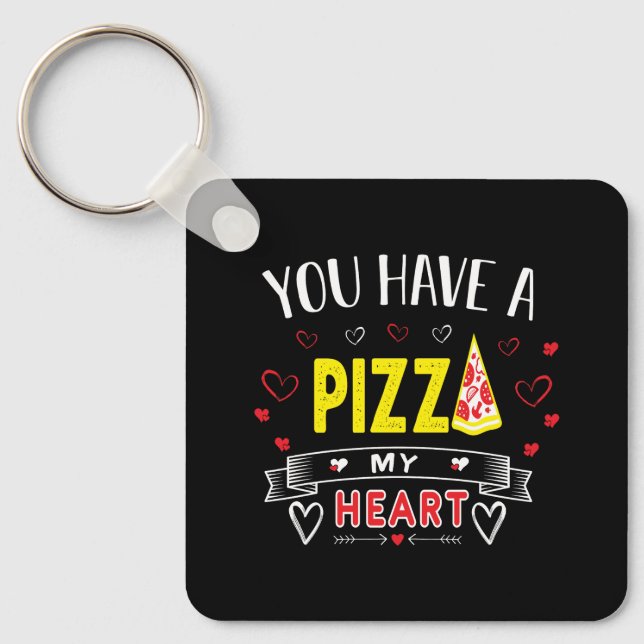 Chaveiro Pizza Meu Coração Engraçado Romântico (Frente)