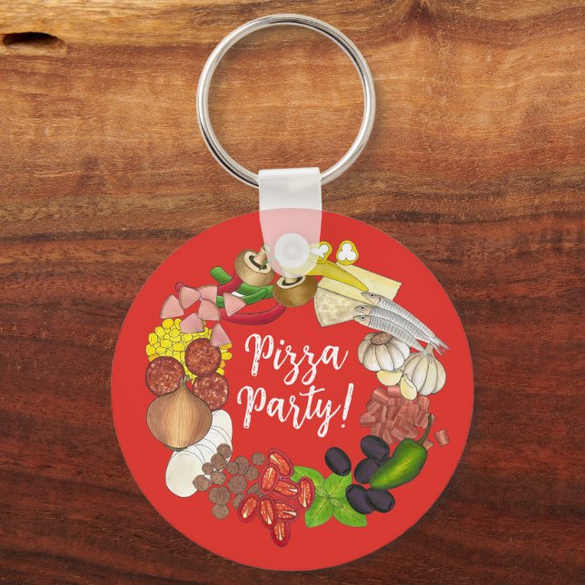 Chaveiro Pizza Party Topping Italiana Comida Pizzeria Pie (Verso)