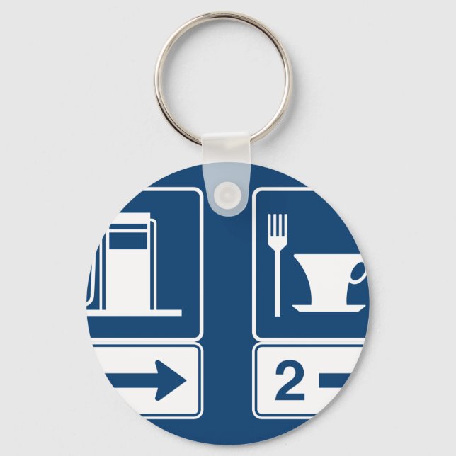 Chaveiro Placa de Estrada Azul Retro de Posto de Gasolina e (Frente)