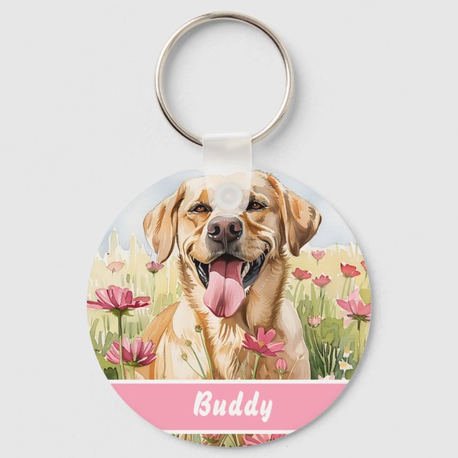 Chaveiro Placa de Identificação de Cachorro Labrador Retrie (Frente)
