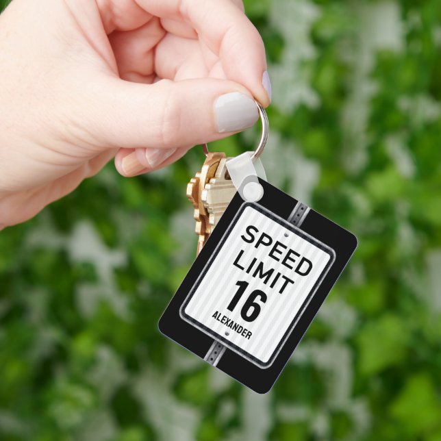 Chaveiro Placa de Limite de Velocidade de Aniversário de 16 (Mão)