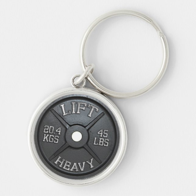 Chaveiro Placa do Barbell - levante pesado (Frente)