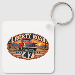 Chaveiro Placa Estrada Liberty Rota 47 Alumínio de Dois Lad