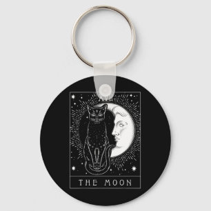 Chaveiro Placa Tarot Crescent Moon E Cat Graphic