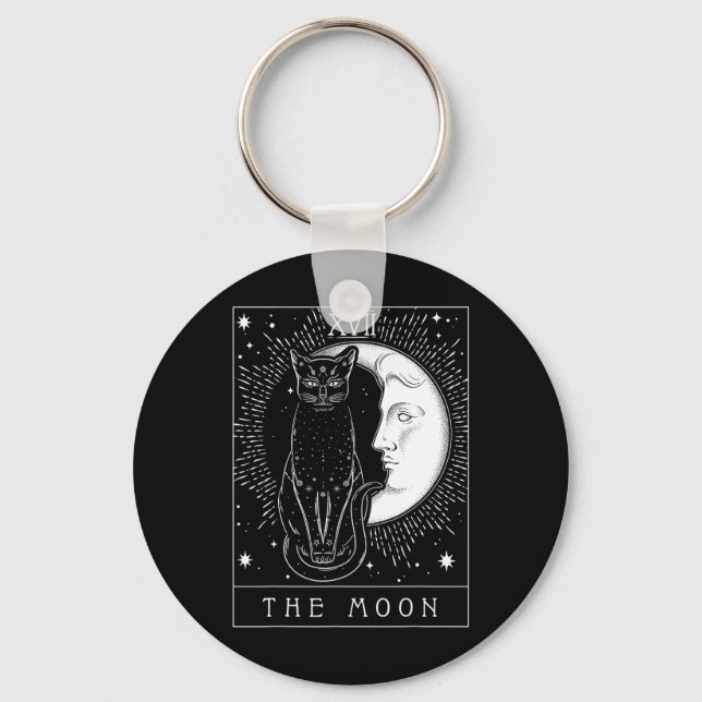 Chaveiro Placa Tarot Crescent Moon E Cat Graphic (Frente)