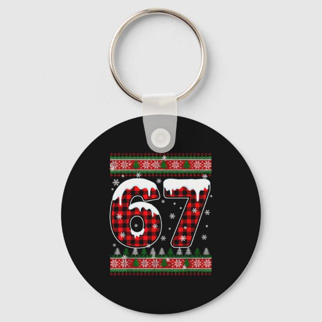Chaveiro Plaid Snowflake Six Seven Natal 67 Meme  (Frente)