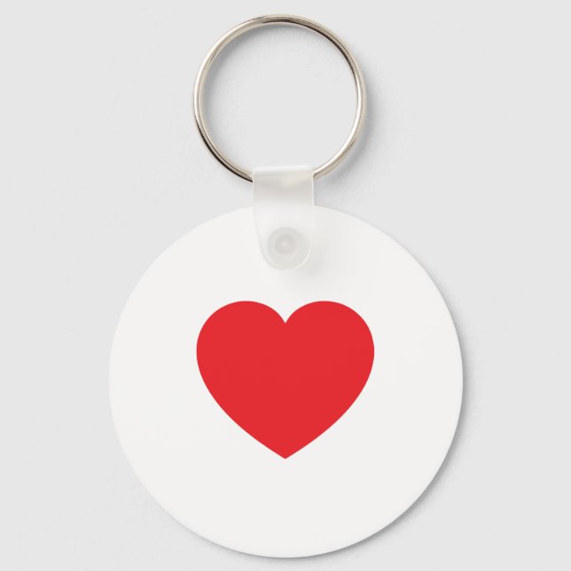Chaveiro Plain Modern White Red Love Heart Graphic (Frente)