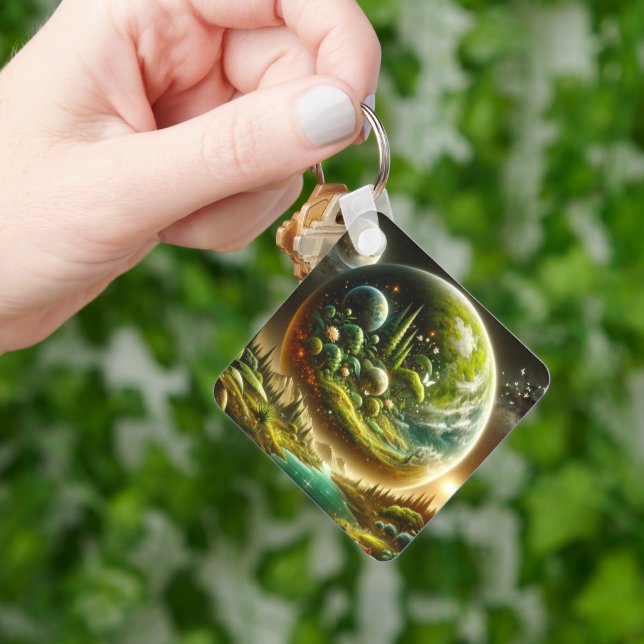 Chaveiro Planeta de Fantasia Magia com Natureza Celestial (Mão)