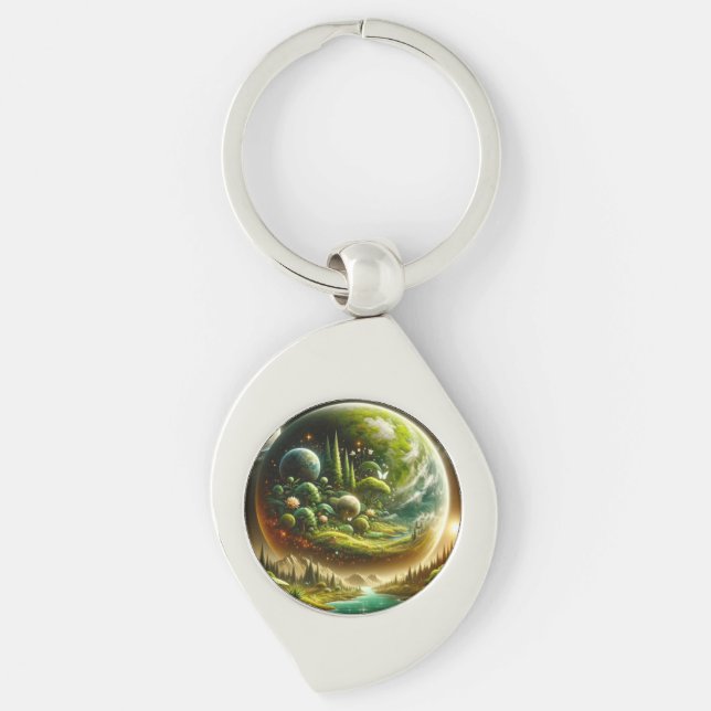 Chaveiro Planeta de Fantasia Magia com Natureza Celestial (Frente)