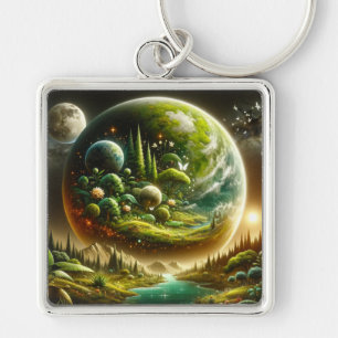 Chaveiro Planeta de Fantasia Magia com Natureza Celestial