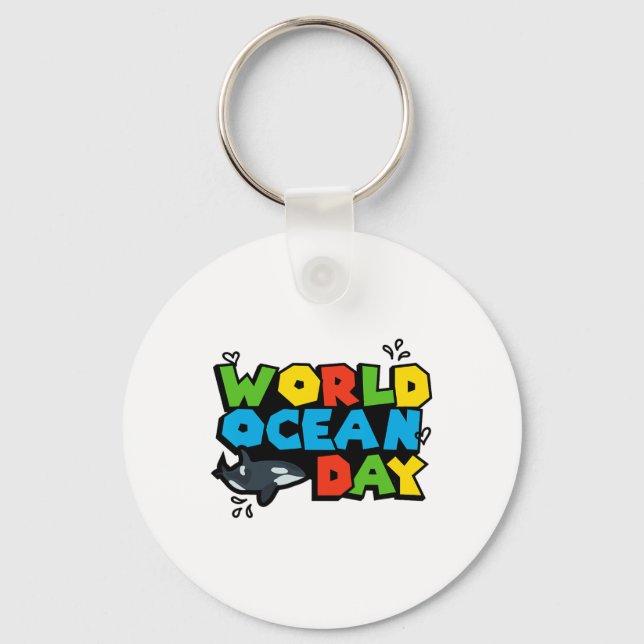 Chaveiro Planeta Mundial Dia Orca Splash Design Love Ear (Frente)