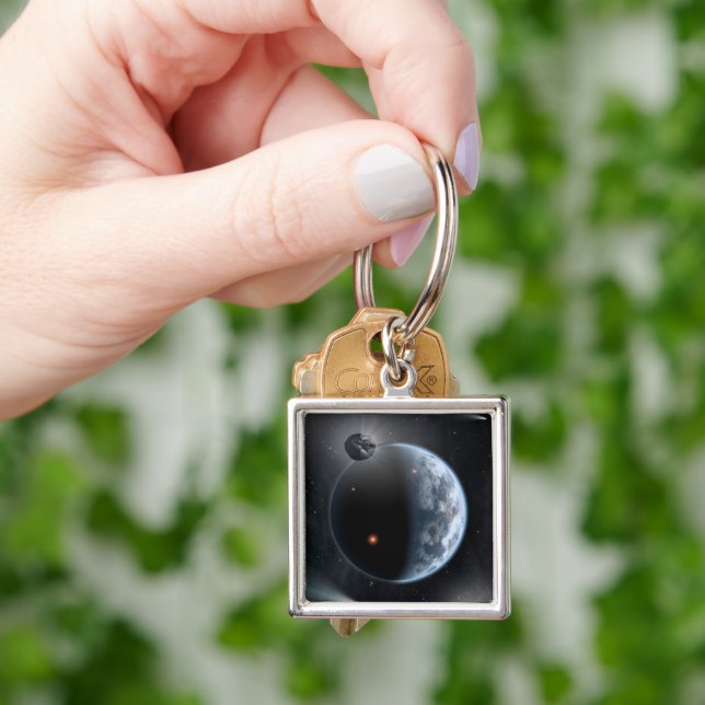 Chaveiro Planeta Semelhante À Terra Com Oceanos Revendo Sua (Mão)