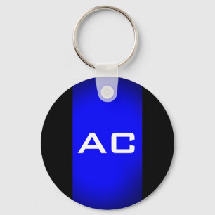 Chaveiro Planície Negra Azul do Monograma Moderno