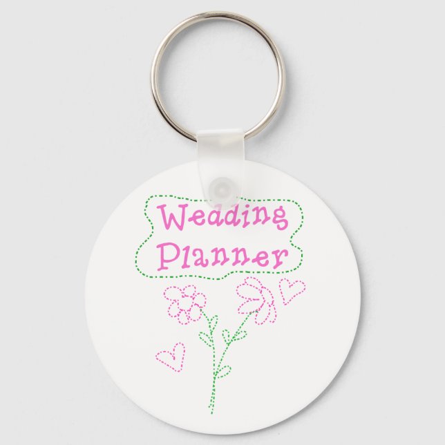 Chaveiro Planner de Casamento de Flores Rosa (Frente)