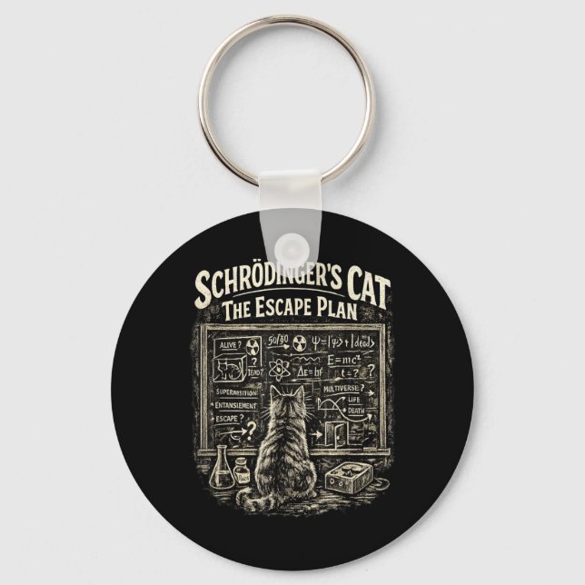 Chaveiro Plano de Fuga Divertido do Gato de Schrödingers Pr (Frente)