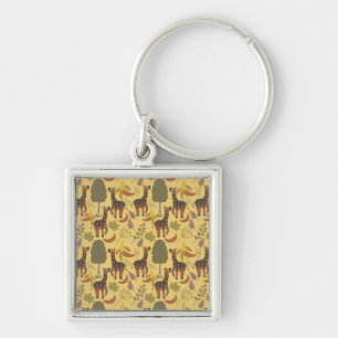 Chaveiro Plano de fundo amarelo sem costura Giraffe