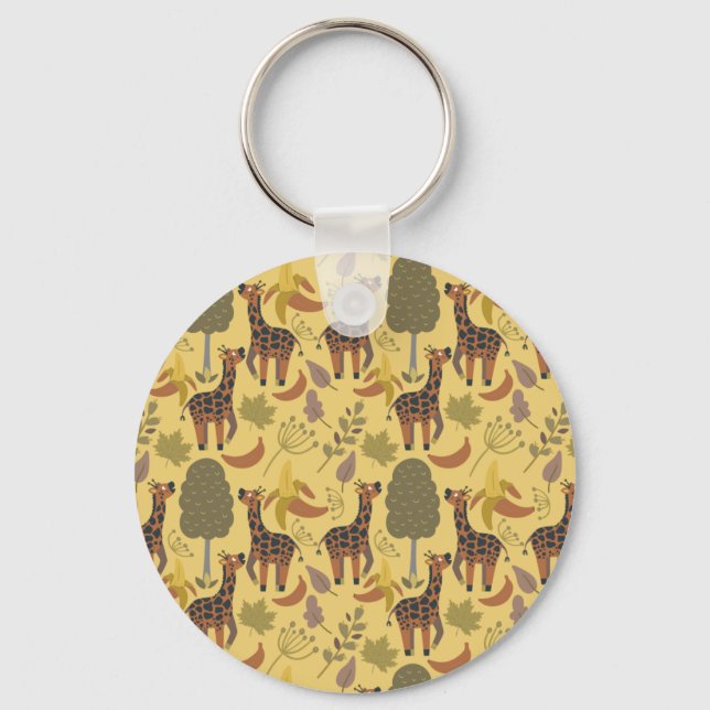 Chaveiro Plano de fundo amarelo sem costura Giraffe (Frente)