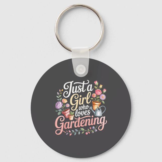 Chaveiro Plant Lover Just A Girl Who Loves Gardening Saying (Frente)