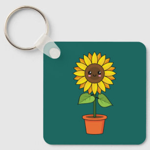 Chaveiro Planta de girassol de Kawaii em Pote
